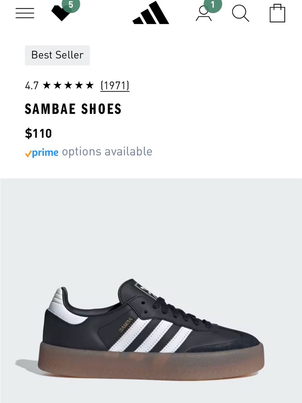 Women adidas Samba platform Black White Gum Sneakers - Picture 9 of 9